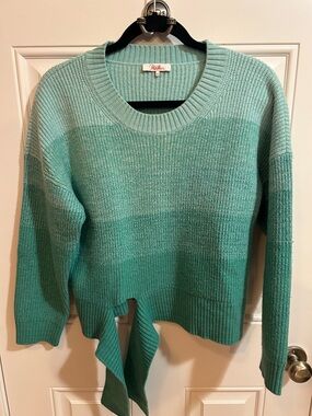 Parker Ombre Crewneck Sweater in Aqua Teal, size xl